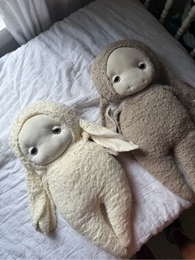 Plush Bunny Comfort Doll - Cream and Taupe Soft Toy for Kids